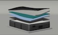 create exploded 3d mattress, pillow, duvet, blanket, and bedsheet visualization
