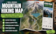 design mountain hiking map, scenic trail map, summit map, printable hiking guide