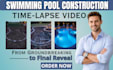 a cinematic swimming pool construction timelapse