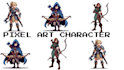 design 2d pixel art character 8bit sprite sheet and game assets