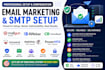mailgun, aweber,  cleverreach, moosend,postfix, powermta setup