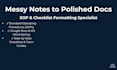 format your messy notes into clean google docs and checklists