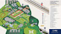 design a branded 2d or isometric school campus map illustration for universities