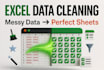 do excel data cleaning, data formatting, pivot table, dashboard and formulas