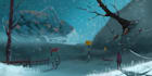 create atmospheric winter and snow environment concept art