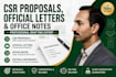draft csr proposals, official letters and office notes