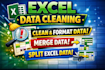 clean,format,merge, split excel data