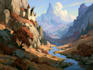 do professional landscape concept art in painterly style