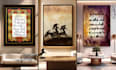 create handmade abstract and calligraphy paintings on canvas