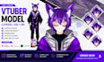 create vtuber model, live2d vtuber model, 2d 3d male vtuber model