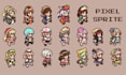 do topdown  isometric pixel art character,  sprite sheet animation, game assets