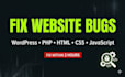 fix wordpress bugs, PHP errors, HTML CSS and website issues