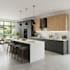 design your modern kitchen interior, cabinet layout with realistic 3d rendering
