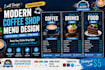 design a modern and professional coffee shop menu