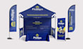 do custom canopy tents, feather flags, table clothes for your events