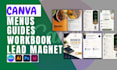 design print ready canva workbook, PDF guide, canva lead magnet, qr code menus