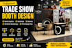 design trade show booth graphics, exhibition backdrop and 3d booth render