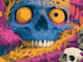 design artwork psychedelic, comic, skull for skateboards