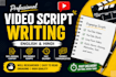 write engaging youtube scripts in english and hindi