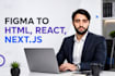 convert figma to html css, react js and next js website