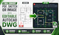 convert PDF and sketches into editable autocad dwg drawings