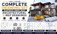 draw complete drawing set, blueprints, permit ready architectural mep drawings
