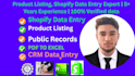 do product listing shopify data entry  PDF to excel