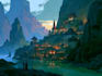 do professional landscape concept art in painterly style