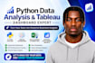 analyze data using python, tableau dashboards