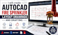create autocad fire sprinkler layout drawings and drafting
