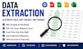 data extraction, web scraping, PDF to excel, and data mining