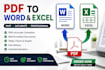 convert PDF to excel or word manually
