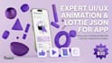create clean UI UX and lottie json animations