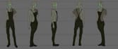 create a stylised 2d character design turn around sheet