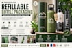 design refillable bottle product, eco friendly packaging, 3d product render