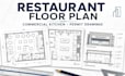 draw restaurant floor plan, commercial kitchen and permit drawings