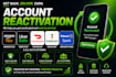 reactivate uber eats, grubhub, paypal, ebay, and amazon flex accounts