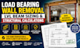 do load bearing wall removal design, lvl beam sizing and structural calculations