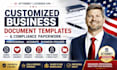 prepare customized business document template and compliance paperwork