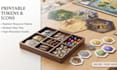 design board game tokens, resource icons, and map tiles, mechanics game