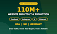 promote shoutout and share your website link to 110m real USA UK germany