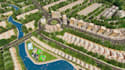 remotely urban city map,landscape master plan, real estate development,3d render