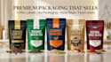 do coffee label design, tea packaging, mylar bag, food label design