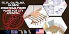 tx, fl, ca, pa, ma, ga deck structural permit plans for city approval