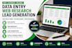 do accurate data entry, web research and lead generation