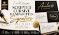 design scripted, cursive, handwritten, signature logo