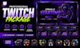 design a professional twitch package, overlay, emotes and stream graphics
