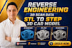 reverse engineering 3d scan data, convert stl to step and create 3d cad model