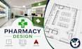 design pharmacy floor plan, retail pharmacy layout, autocad drafting