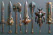 design unique game weapons illustrations